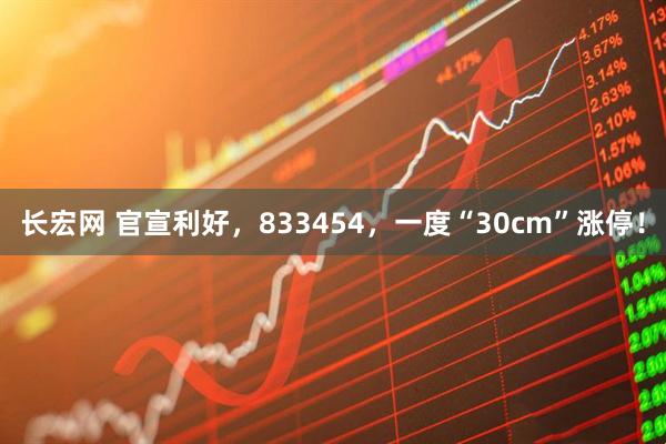 长宏网 官宣利好，833454，一度“30cm”涨停！